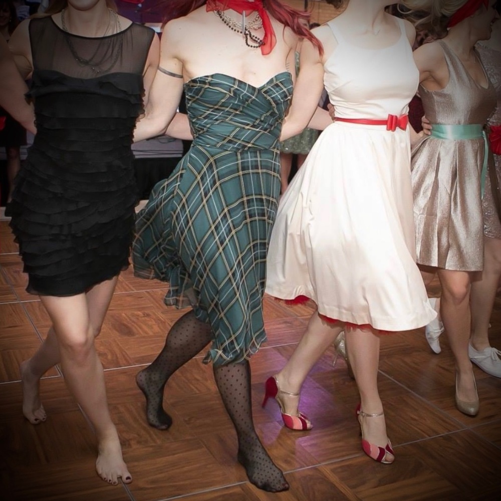 Betsey Johnson green plaid strapless midi dress